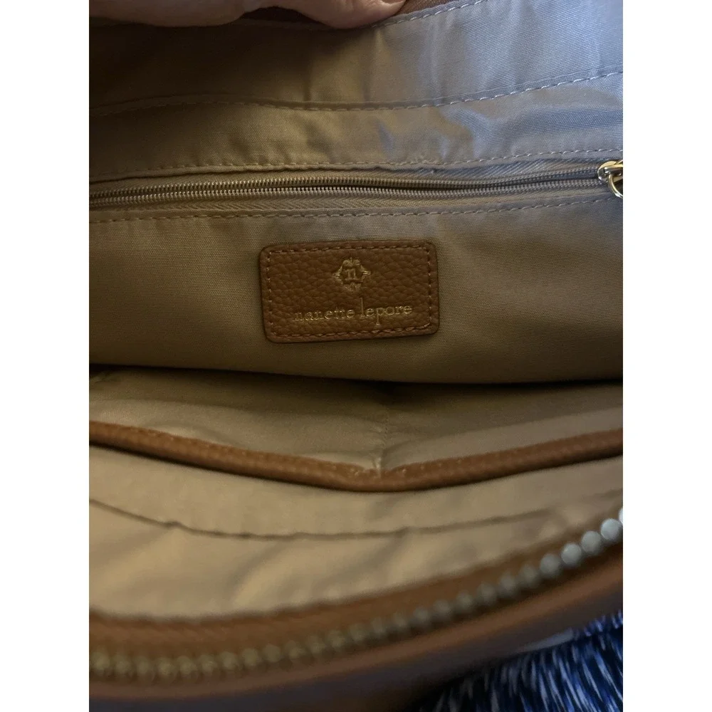 Nanette‎ Lepore Pebbled Leather Zip-Top Tote Brown!